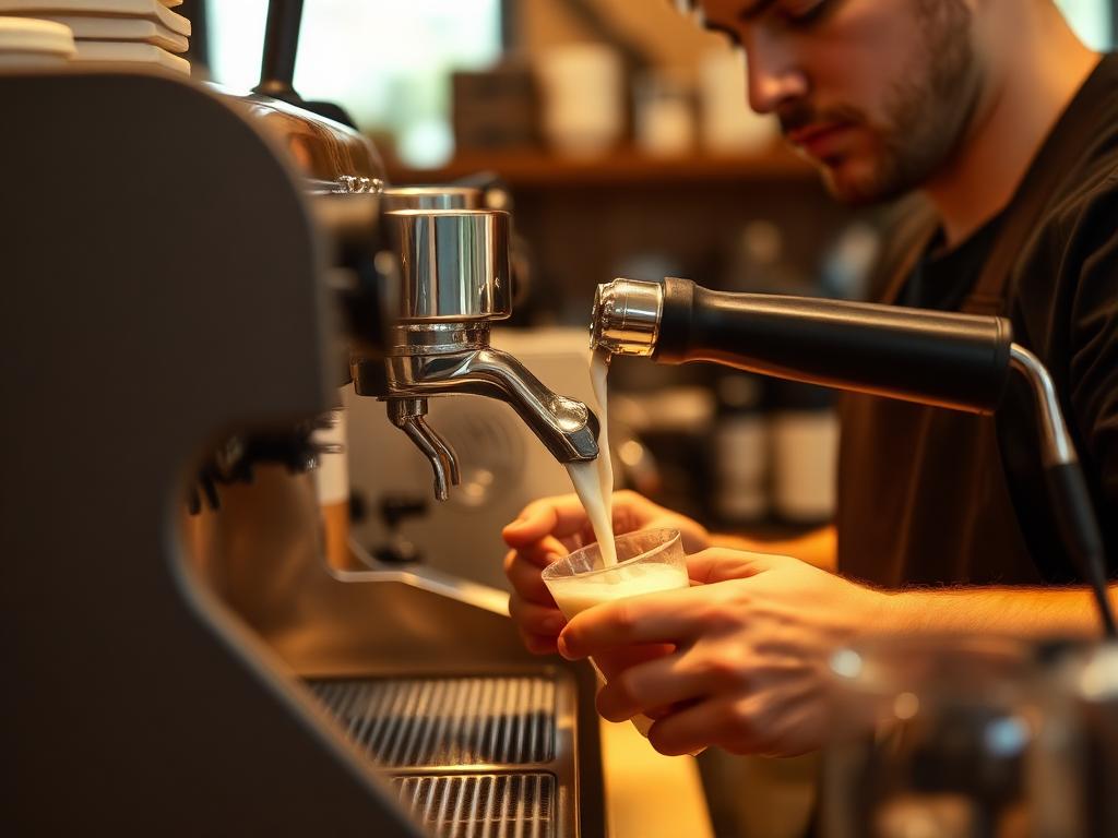 Barista at espresso machine
